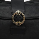 BVLGARI Shoulder Bag Leather Black Gold Auth sw548-18