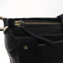 BVLGARI Shoulder Bag Leather Black Gold Auth sw548-19
