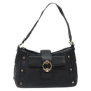 BVLGARI Shoulder Bag Leather Black Gold Auth sw548-13