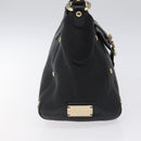 BVLGARI Shoulder Bag Leather Black Gold Auth sw548-3