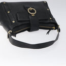 BVLGARI Shoulder Bag Leather Black Gold Auth sw548-7