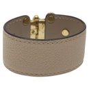 LOUIS VUITTON Brass Save Bracelet Leather Beige M6750 LV Auth sw557-1