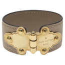LOUIS VUITTON Brass Save Bracelet Leather Beige M6750 LV Auth sw557-3