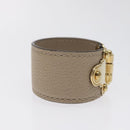 LOUIS VUITTON Brass Save Bracelet Leather Beige M6750 LV Auth sw557-4