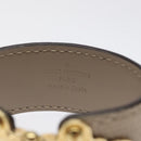 LOUIS VUITTON Brass Save Bracelet Leather Beige M6750 LV Auth sw557-7