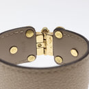 LOUIS VUITTON Brass Save Bracelet Leather Beige M6750 LV Auth sw557-8