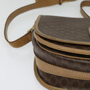 CELINE Macadam Canvas Shoulder Bag PVC Leather Brown Gold Auth sw561-14