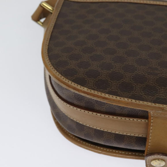 CELINE Macadam Canvas Shoulder Bag PVC Leather Brown Gold Auth sw561