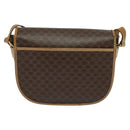 CELINE Macadam Canvas Shoulder Bag PVC Leather Brown Gold Auth sw561-2