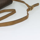 CELINE Macadam Canvas Shoulder Bag PVC Leather Brown Gold Auth sw561-7