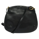 GUCCI Shoulder Bag Leather Black Gold Auth sw564-1
