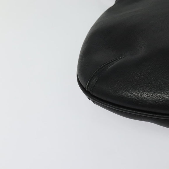 GUCCI Shoulder Bag Leather Black Gold Auth sw564