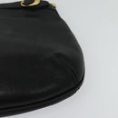 GUCCI Shoulder Bag Leather Black Gold Auth sw564-14