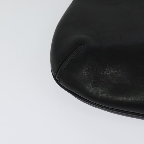 GUCCI Shoulder Bag Leather Black Gold Auth sw564