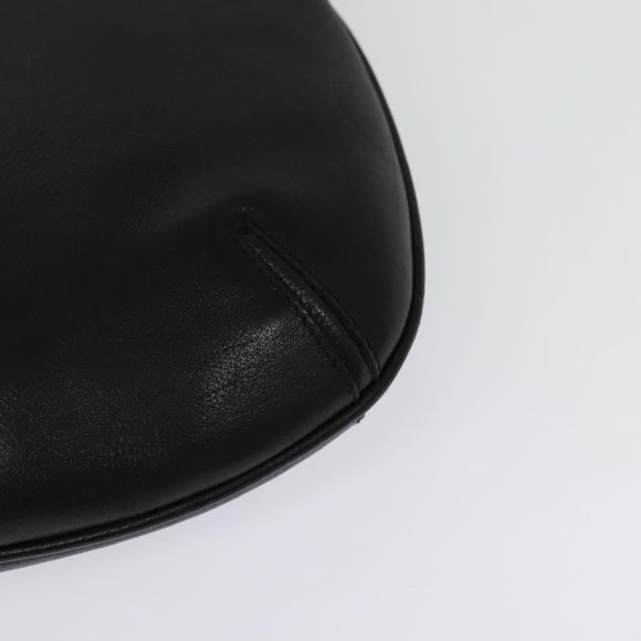 GUCCI Shoulder Bag Leather Black Gold Auth sw564