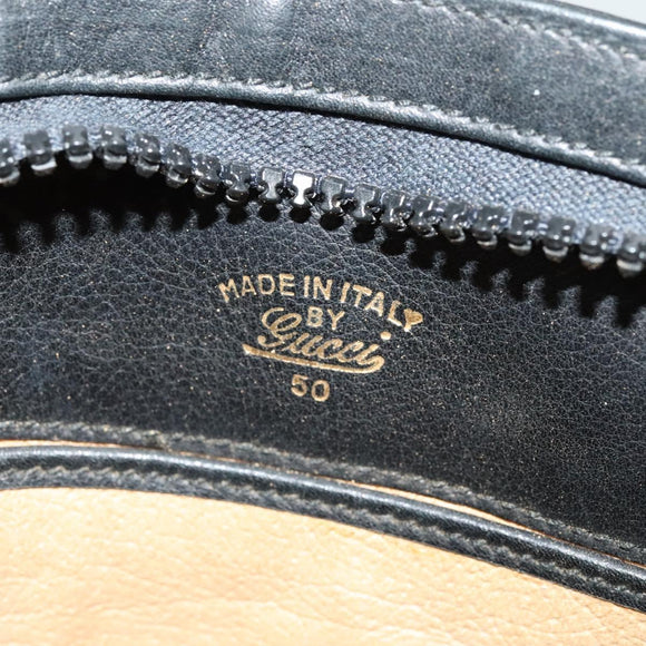 GUCCI Shoulder Bag Leather Black Gold Auth sw564