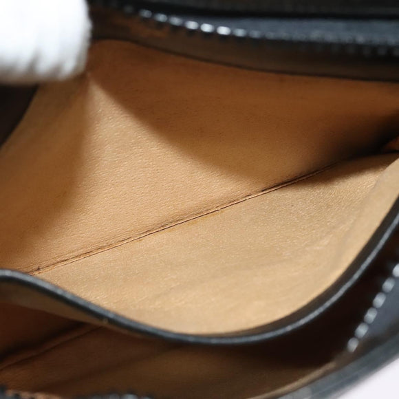 GUCCI Shoulder Bag Leather Black Gold Auth sw564