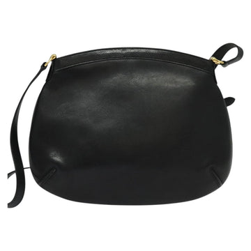 GUCCI Shoulder Bag Leather Black Gold Auth sw564 - 0