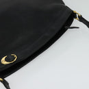 GUCCI Shoulder Bag Leather Black Gold Auth sw564-6