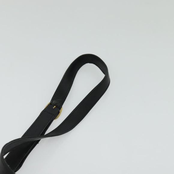 GUCCI Shoulder Bag Leather Black Gold Auth sw564