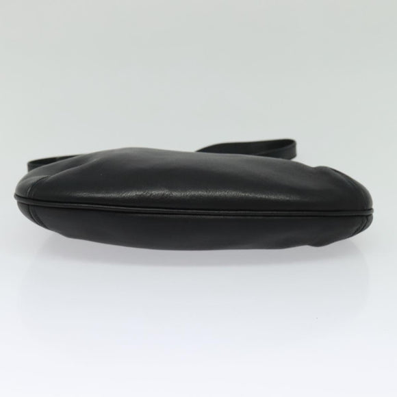 GUCCI Shoulder Bag Leather Black Gold Auth sw564