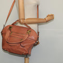 Chloe Angie Hand Bag Leather 2way Pink Gold Auth sw569-24