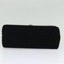 BOTTEGA VENETA Chain Shoulder Bag Cotton Black Gold Auth sw586-5