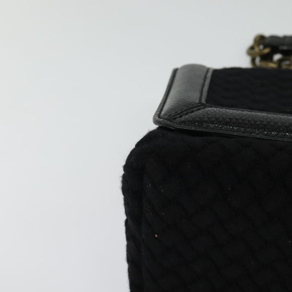 BOTTEGA VENETA Chain Shoulder Bag Cotton Black Gold Auth sw586