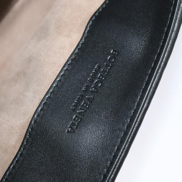 BOTTEGA VENETA Chain Shoulder Bag Cotton Black Gold Auth sw586