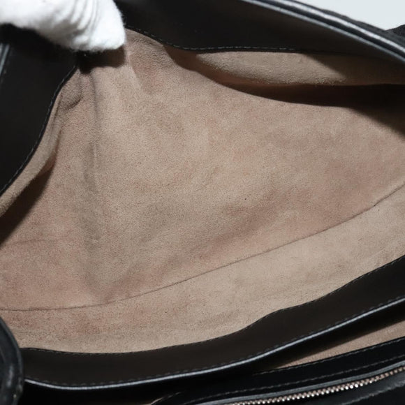 BOTTEGA VENETA Chain Shoulder Bag Cotton Black Gold Auth sw586