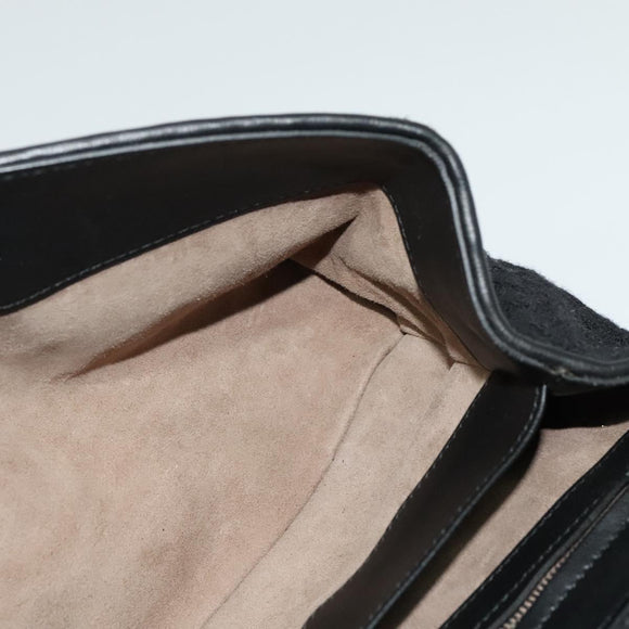 BOTTEGA VENETA Chain Shoulder Bag Cotton Black Gold Auth sw586