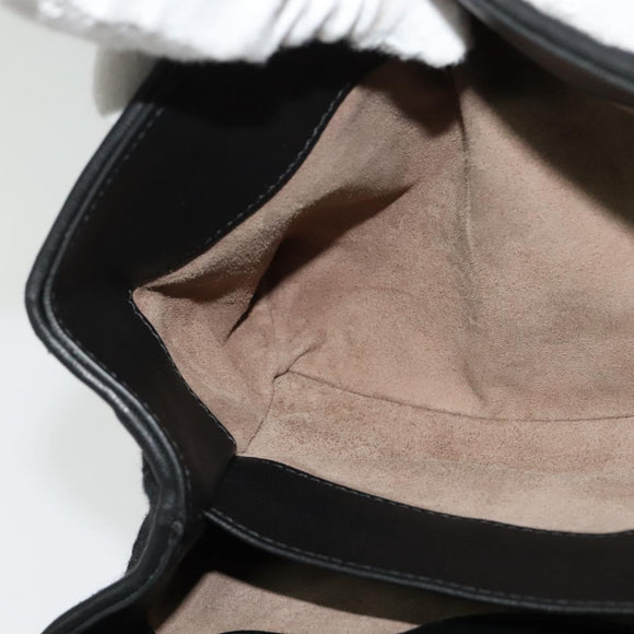 BOTTEGA VENETA Chain Shoulder Bag Cotton Black Gold Auth sw586