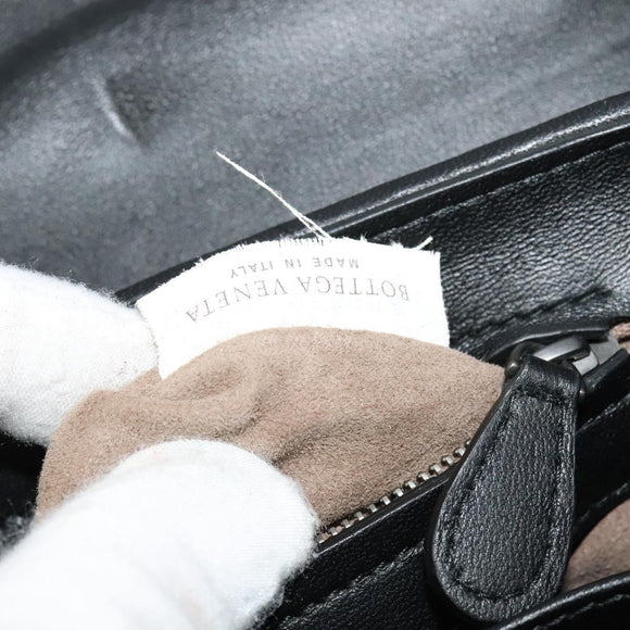 BOTTEGA VENETA Chain Shoulder Bag Cotton Black Gold Auth sw586