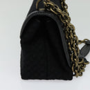 BOTTEGA VENETA Chain Shoulder Bag Cotton Black Gold Auth sw586-3