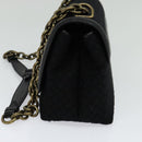 BOTTEGA VENETA Chain Shoulder Bag Cotton Black Gold Auth sw586-4
