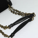 BOTTEGA VENETA Chain Shoulder Bag Cotton Black Gold Auth sw586-7