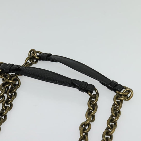 BOTTEGA VENETA Chain Shoulder Bag Cotton Black Gold Auth sw586