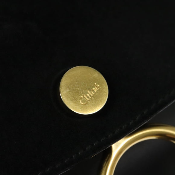 Chloe Curtis Shoulder Bag Suede Black Gold Auth sw587