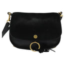 Chloe Curtis Shoulder Bag Suede Black Gold Auth sw587-13