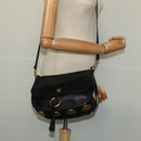 Chloe Curtis Shoulder Bag Suede Black Gold Auth sw587-23