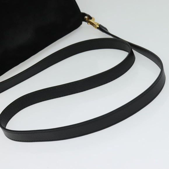 Chloe Curtis Shoulder Bag Suede Black Gold Auth sw587