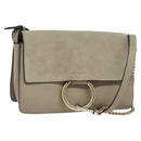 Chloe Fay Shoulder Bag Suede Leather Gray Gold Auth sw588-1