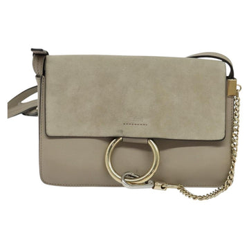 Chloe Fay Shoulder Bag Suede Leather Gray Gold Auth sw588 - 0