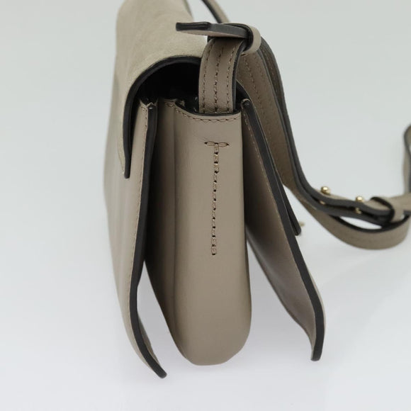 Chloe Fay Shoulder Bag Suede Leather Gray Gold Auth sw588