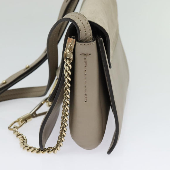 Chloe Fay Shoulder Bag Suede Leather Gray Gold Auth sw588