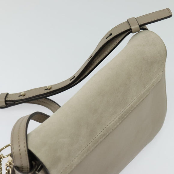 Chloe Fay Shoulder Bag Suede Leather Gray Gold Auth sw588