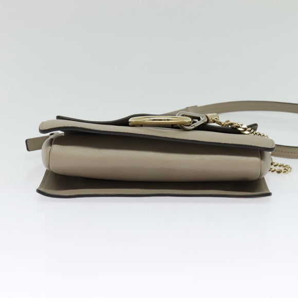Chloe Fay Shoulder Bag Suede Leather Gray Gold Auth sw588