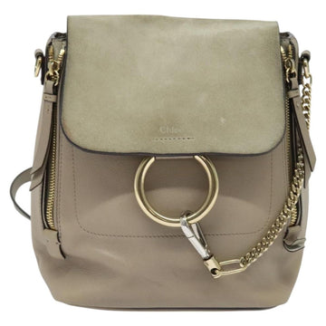 Chloe Fay Shoulder Bag Suede Leather Gray Gold Auth sw589 - 0