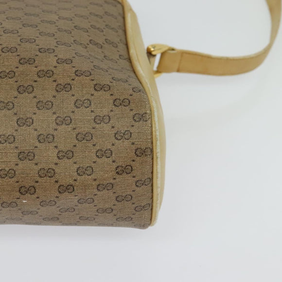 GUCCI Micro GG Supreme Shoulder Bag PVC Beige Gold Auth sw596