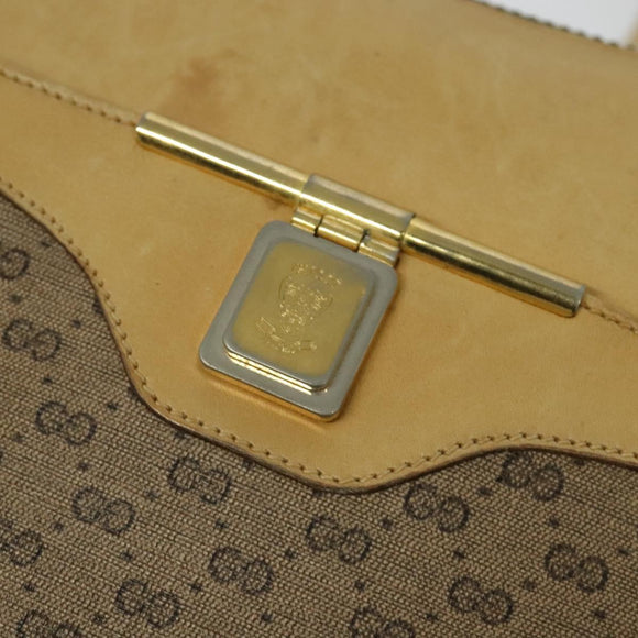 GUCCI Micro GG Supreme Shoulder Bag PVC Beige Gold Auth sw596